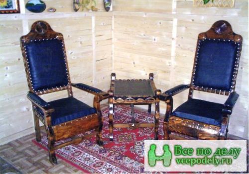 Комплект мебели ручной работы (кожа,сосна) за 18 000 руб